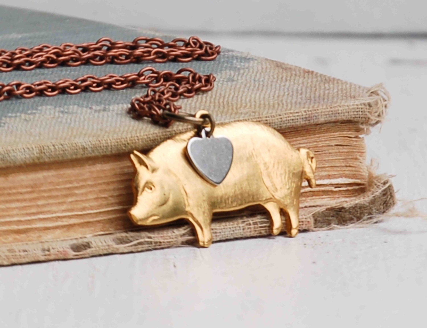 Bacon LOVER PIG Necklace Pork Necklace Pig  Butcher Pendant Chef BBQ Lover