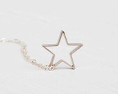 STAR Necklace Silver Star Sterling Silver Delicate Chain Modern Super Star Rock Star Shooting Star