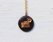 Vintage CAMERA Locket Pendant Rustic Photographer Photo Locket