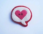 Love Heart Speech Bubble Brooch - XO Cute Felt Pin Accessory