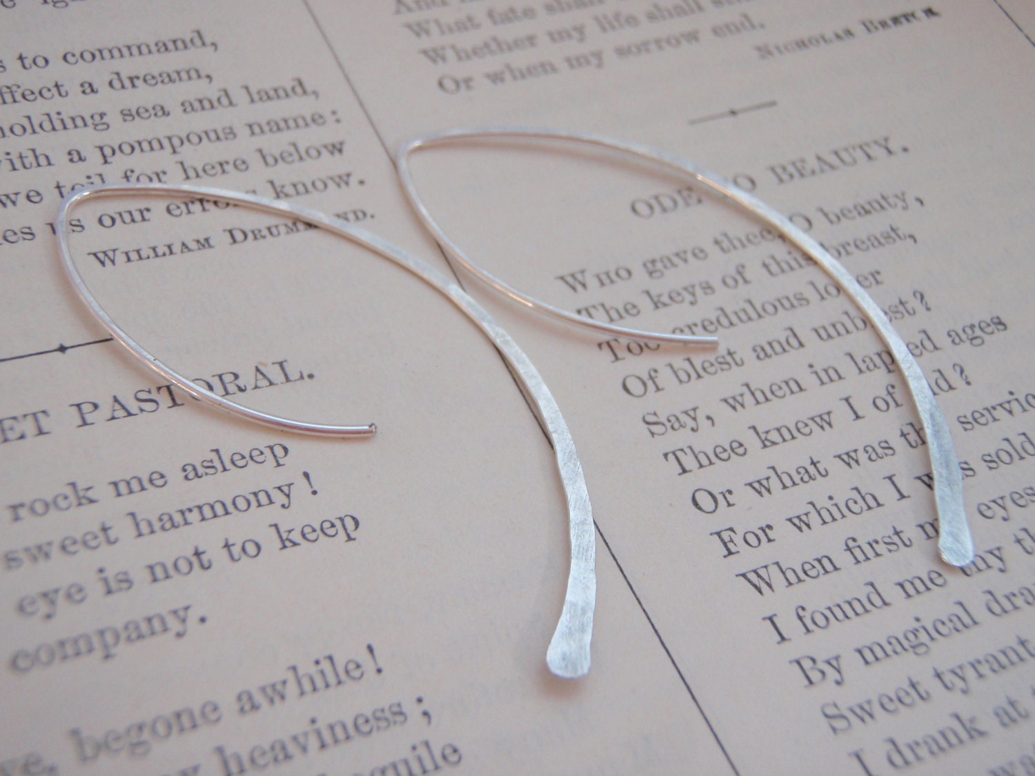 Sterling silver simple, organic everyday half-moon earrings--medium--Leahs Designs