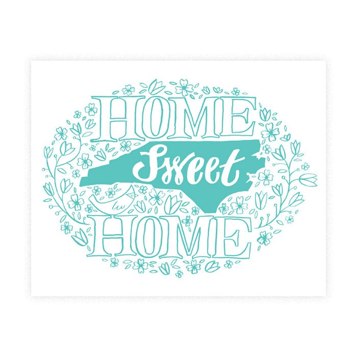 Home Sweet North Carolina fine art print, 8 x 10