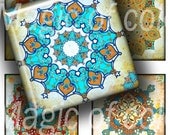 Mandalas  - 63 1 Inch Square  JPG images - Digital  Collage Sheet