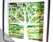 Custom Personalized Family Tree shadowbox- made from recycled magazines, tree, custom, family members
