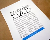 Thanks Dad - Happy Father's Day Card - Custom Colors