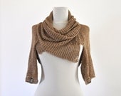 Summer Sweater Cardigan Jacket Tunic Chunky Sweater Wrap Sweater Hand Knit Brown Linen Viscose
