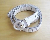 White chain link leather belt. 37