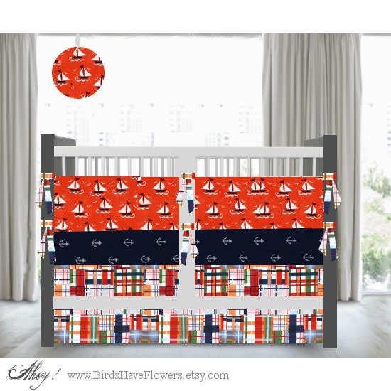 Baby Boy Bedding in Ahoy    includes bumper set , crib sheet and crib skirt more prints to choose from