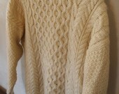 vintage womens cream knit wool sweater