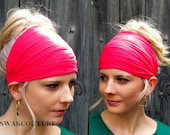 Hot Pink Yoga headband Stretchy Cotton Jersey Headband Wide Women's Headband Head Wrap Workout Yoga HeadBand or CHOOSE Your Color