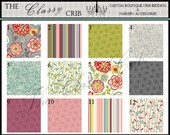 CUSTOM Baby Crib Bedding - Deco Flowers by Makower UK