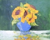 SUNFLOWERS Original Oil Painting 11x14  GARDEN Still Life Lynne French Impressionist