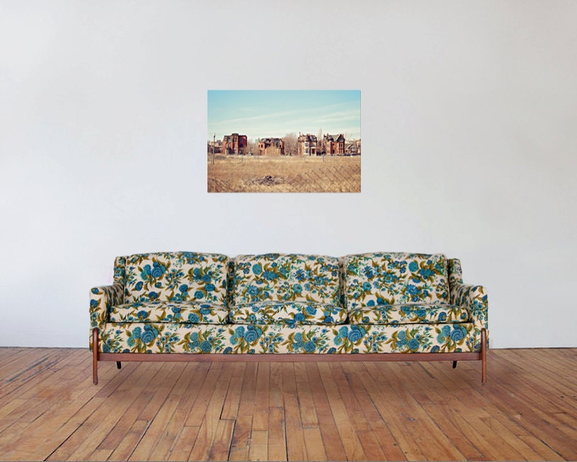 Landscape Photography, 20x30, Gallery Wrapped Canvas Art, Detroit Photography, Home Decor, Living Room Decor, Urban, Vintage