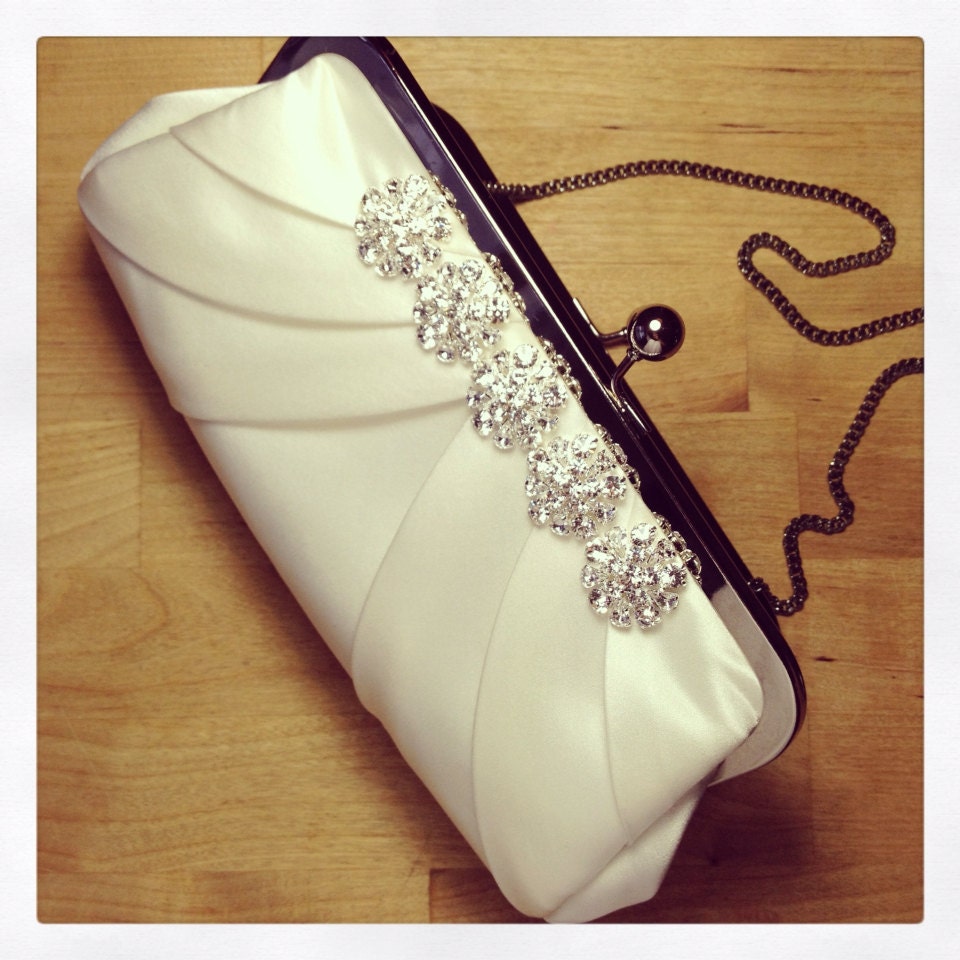 Sparkling Crystal Clutch - Light Ivory - monogrammed