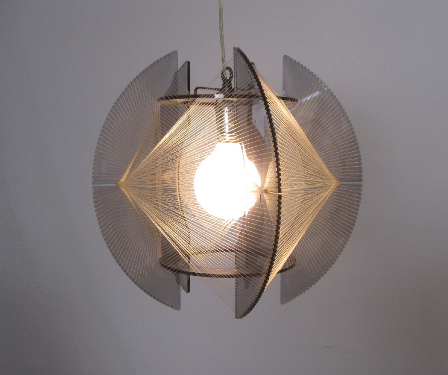 MOD 1960s lucite and string art PENDANT LAMP