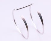 Modern silver cuff bracelet handmade of sturdy 10 gauge sterling silver wire formed into a sleek prong shape - "Large Hammered Tail Cuff"