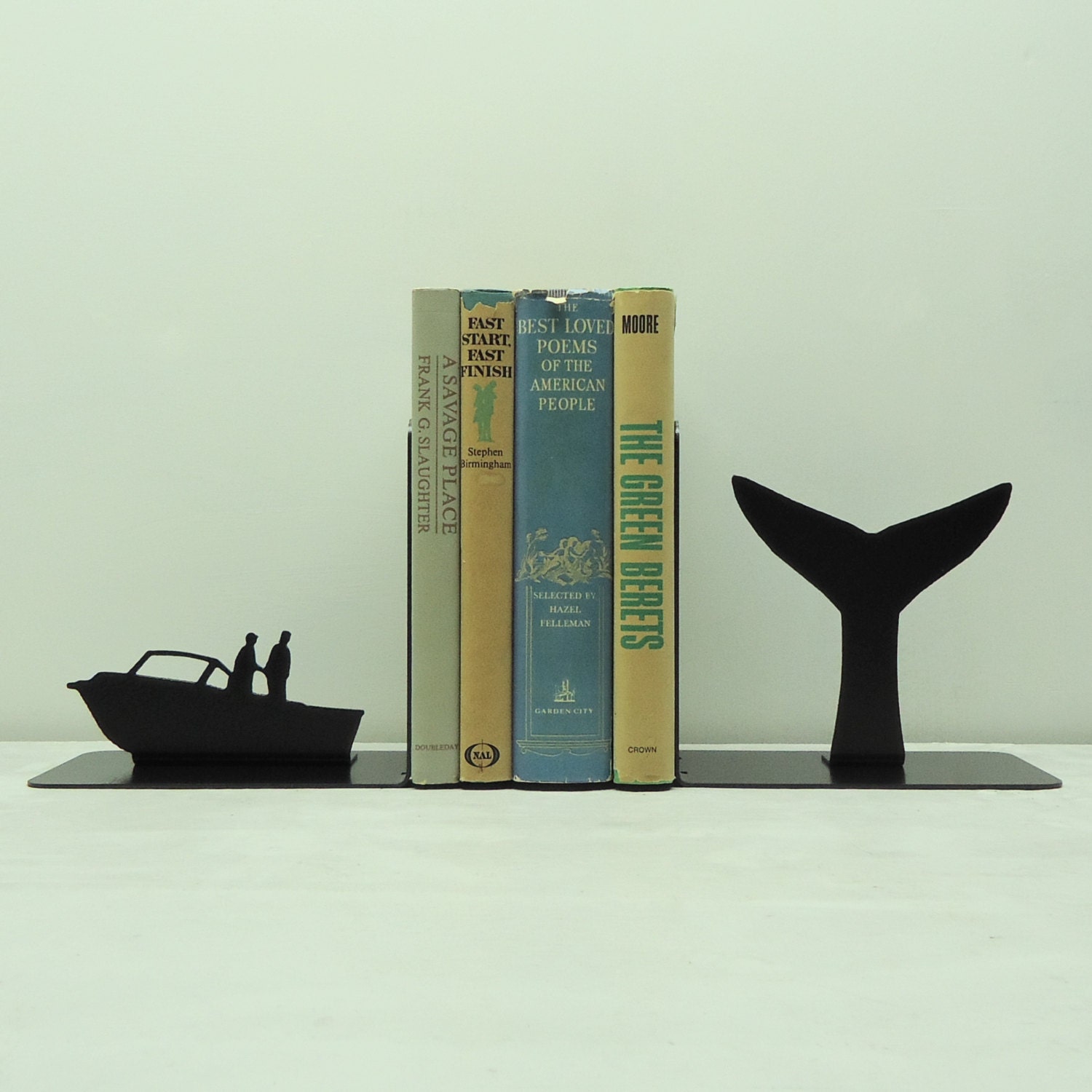 Whale Tail Metal Art Bookends - Free USA Shipping