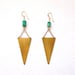 long brass triangle and turquoise earrings