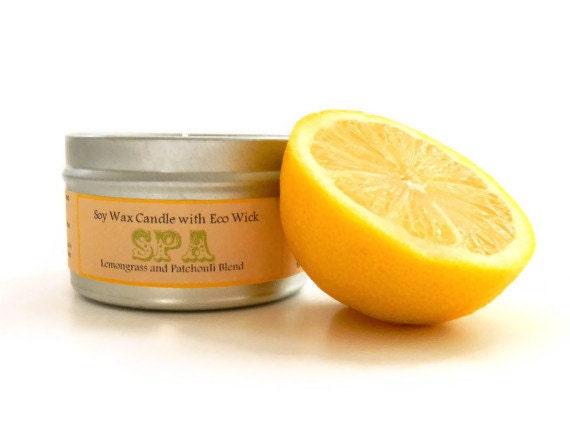 SPA Soy Candle Tin / Container Candle /  lemongrass essential oil aromatherapy