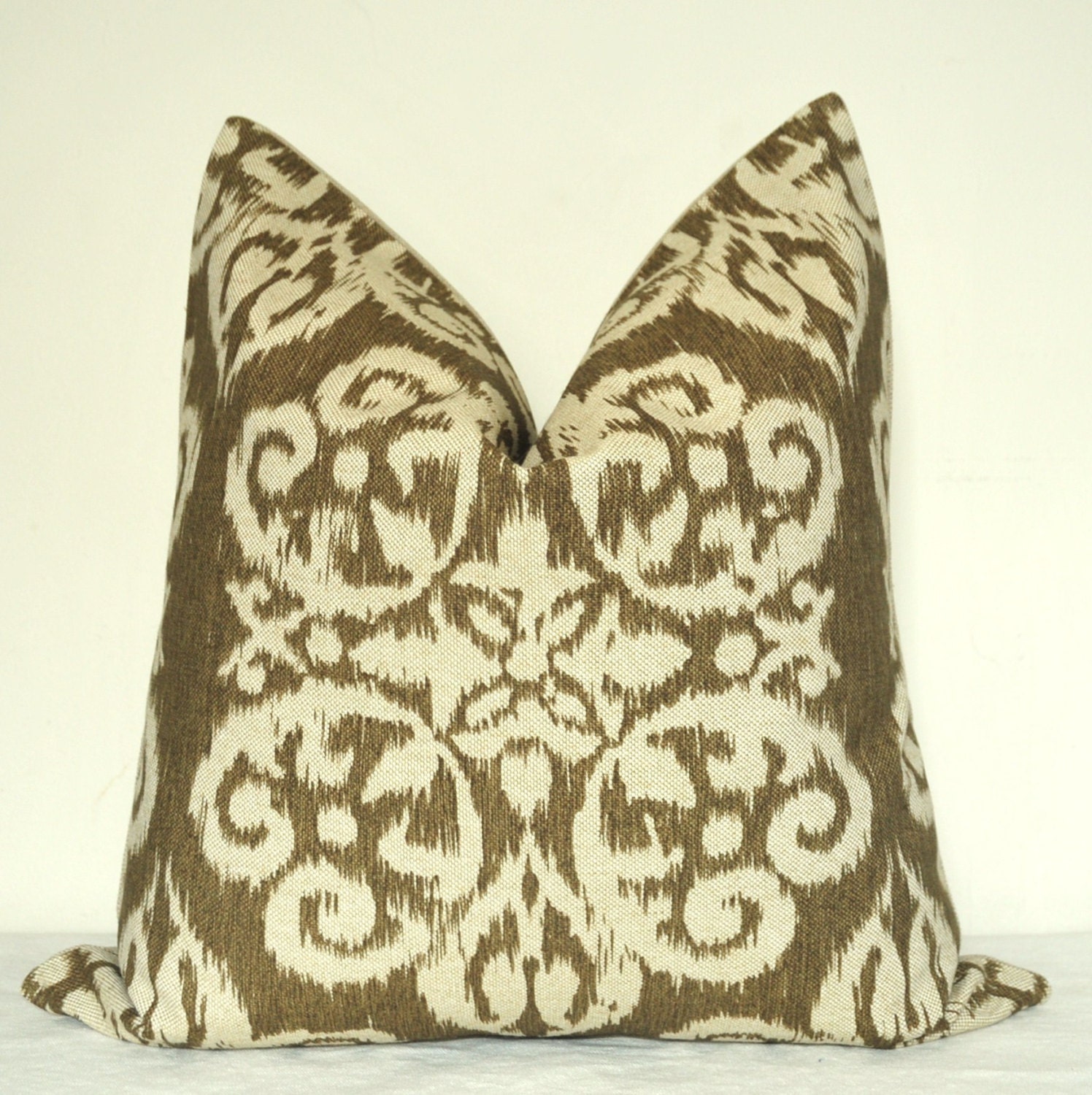 Pillow Cover - Decorative Pillow - Throw Pillow - Toss Pillow - Sofa Pillow - Ikat - 20x20 in- Gray - Taupe