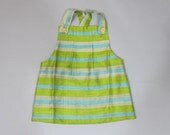 Handmade girls dress, vintage fabric pinafore style dress,  1 -2 years, green, grey and turquoise summer dress toddler