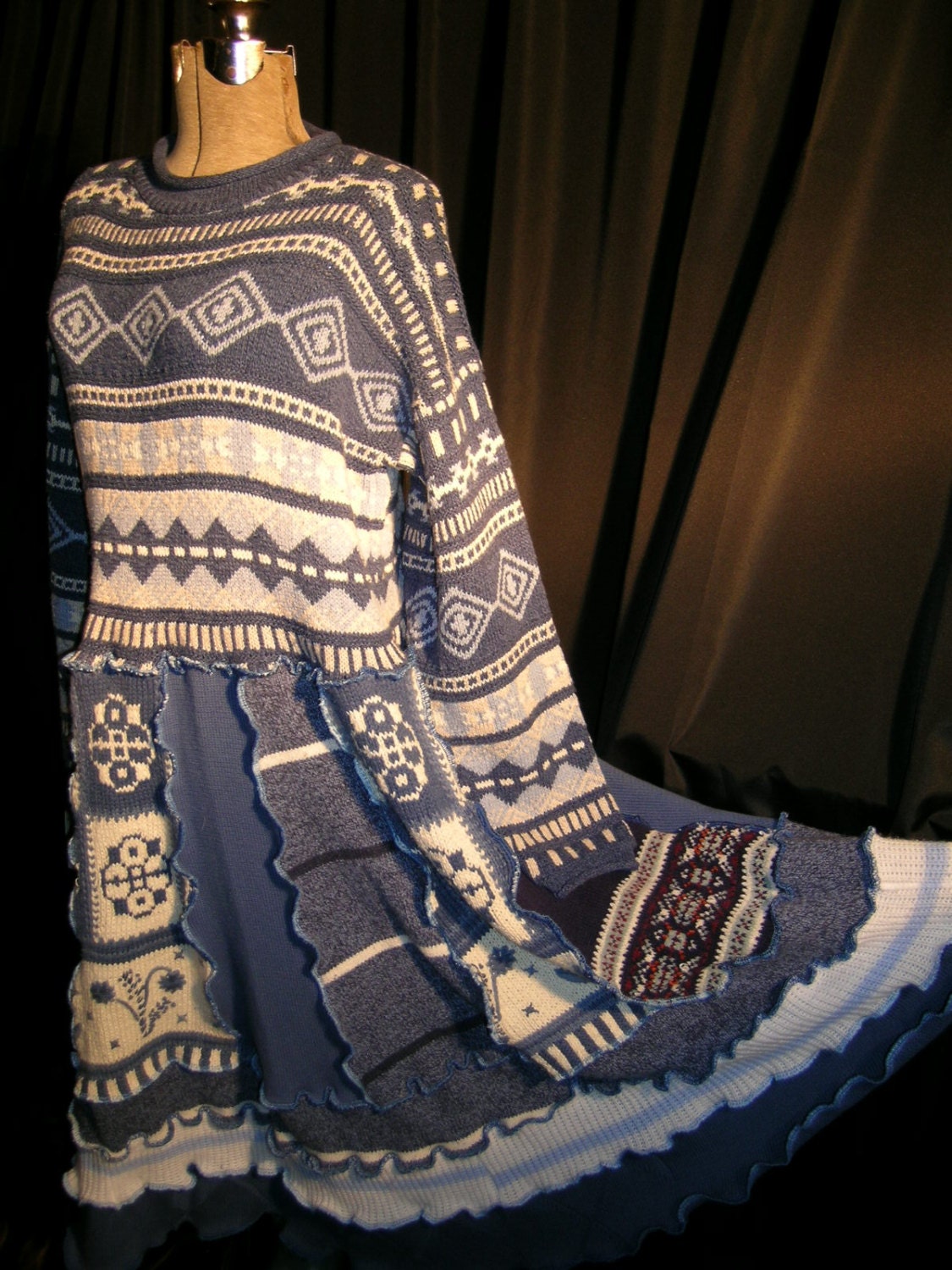 Upcycled reconstructed Sweater Dress  woman X large