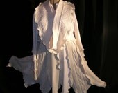 White Sweater dress with circle scarf
