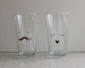 Man and woman pint glass set