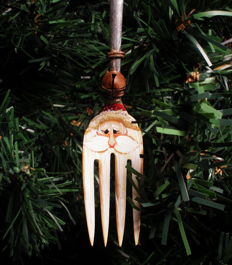 Santa Claus Hand Painted Fork Christmas Ornament