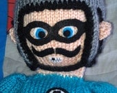 Aquabats MC Bat Commander handmade 19" knitted rag doll