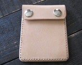 Natural Unfinished Veg Tan Simple Leather Card Case Wallet with Snaps