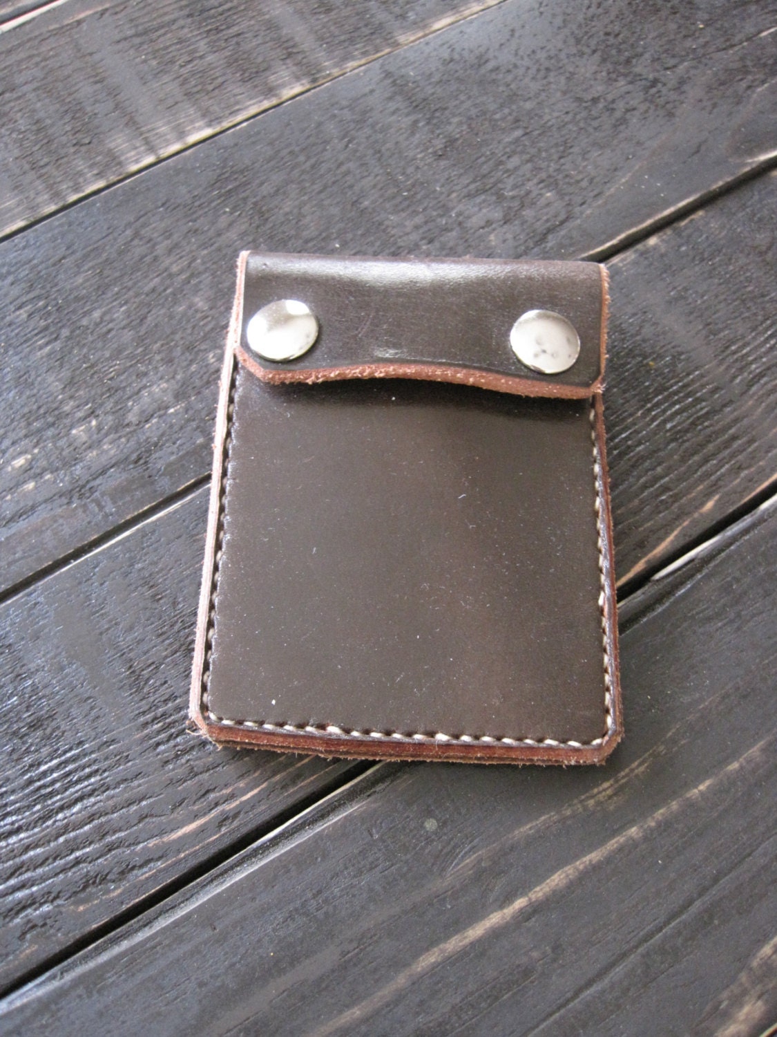 Simple Leather Card Case Wallet with Snaps