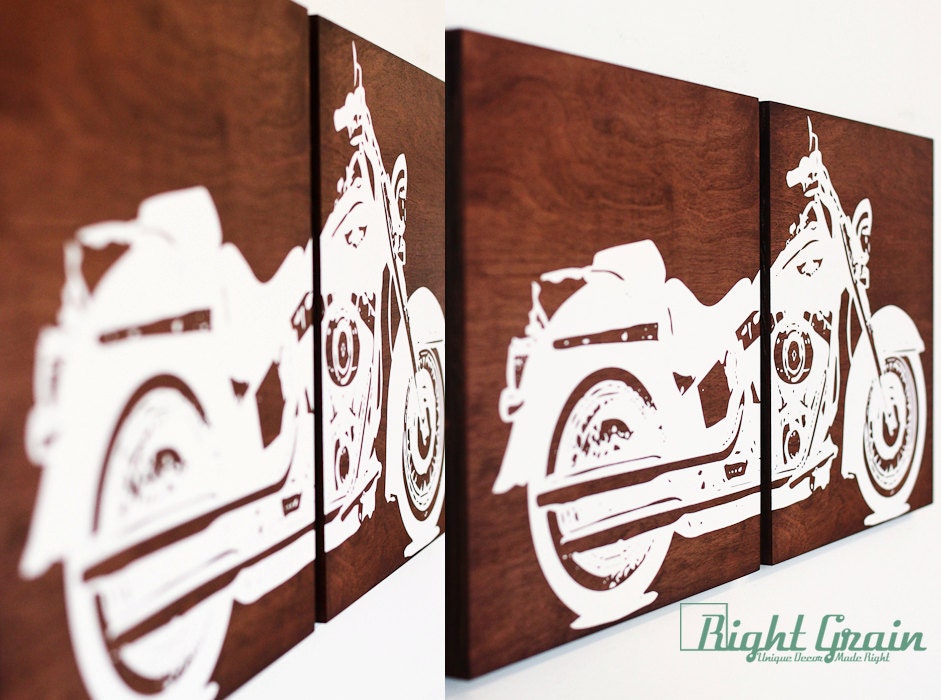 Harley Davidson Motorcycle Artwork Print Painting Wall Art by Right Grain