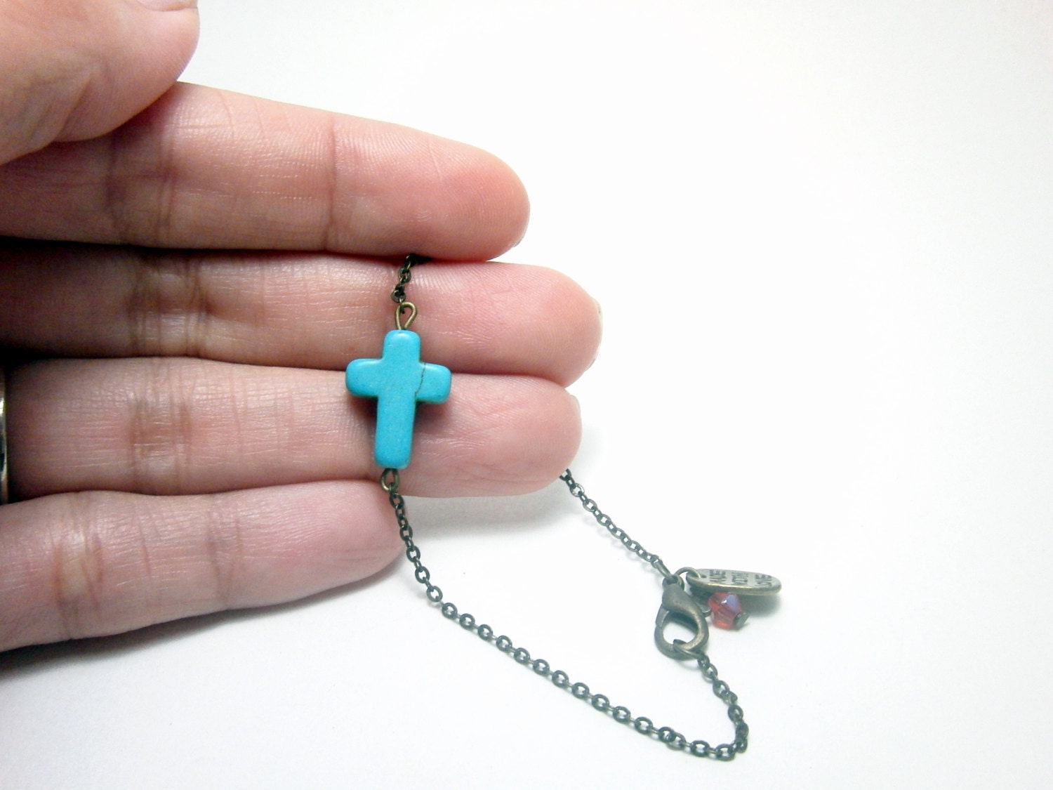 Blue Cross Copper Bracelet