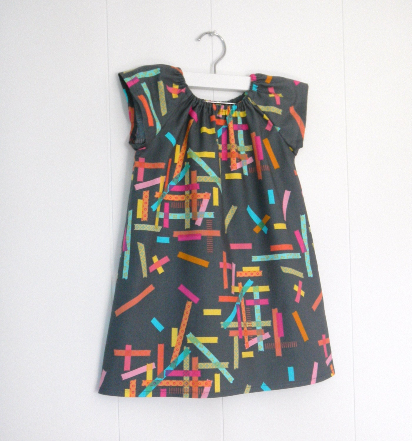 READY TO SHIP // Girls Everyday Dress / Modern Grey / Colorful Confetti / by PerryFinalia