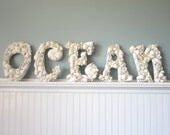 Beach Decor Shell Wall Letters (5) - Nautical Seashell Letters in BEACH, DREAM or Any 5 Letters