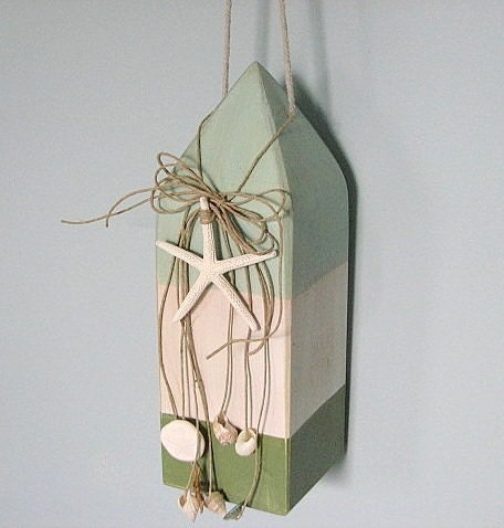 Beach Decor Seashell Buoy -  Nautical Decor Buoys w White Starfish & Shells