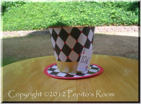Print-INK Alice In Wonderland Top Hat - Printable PDF Color Template - Queen Of Hearts - PR Il_570xn
