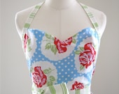 Shabby Chic Apron Sweetheart in Blue Lulu Rose
