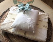Wedding - Ring Bearer Pillow - Vintage Book - Union Jack - Shabby Chic Wedding