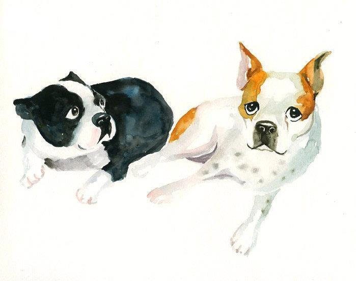 CUSTOM couple PET PORTRAIT  Original watercolor painting 8X10inch