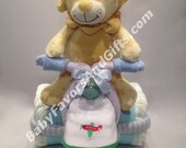 Tricycle Diaper Cake with Toy - Great gift or centerpiece for Baby Shower