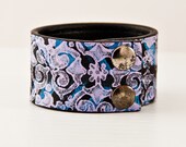 Lavender Purple Jewelry / Leather Cuff Bracelet - Upcycled - Original Design - Bohemian Fashion - ON SALE