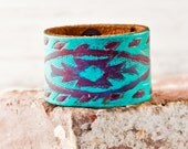 Festival Jewelry Leather Cuff / Tribal Fusion - Talisman - Amulet - Nomad - Free Spirit - Ethnic - OOAK