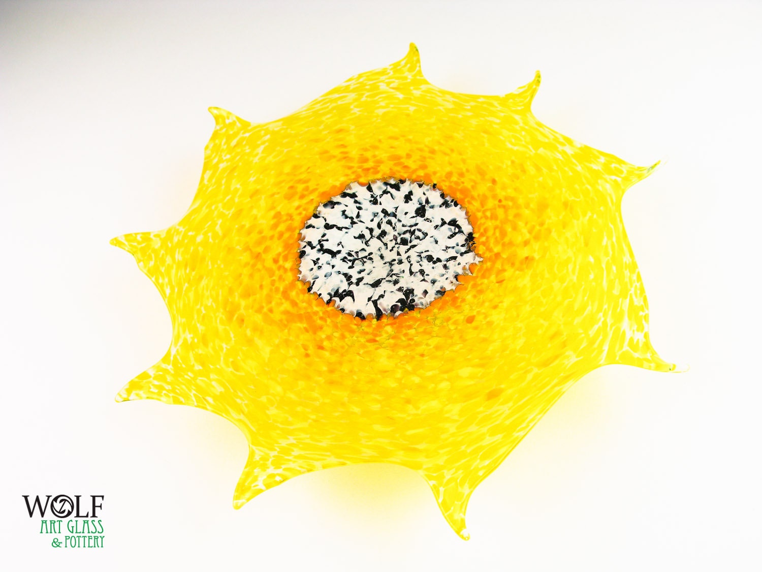 Blown Glass Wall Art Bright Yellow and Orange Starburst Wall Hanging Decorative Art