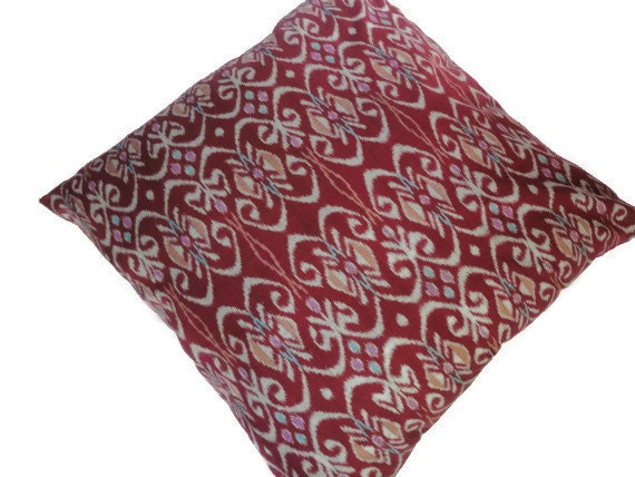Ikat Floor Pillow, 30"x30" (76cmx76cm), Maroon
