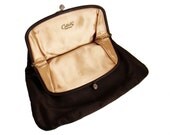 Vintage 60s Brown Satin Fold-Over Evening Clutch by Cobbenz Original