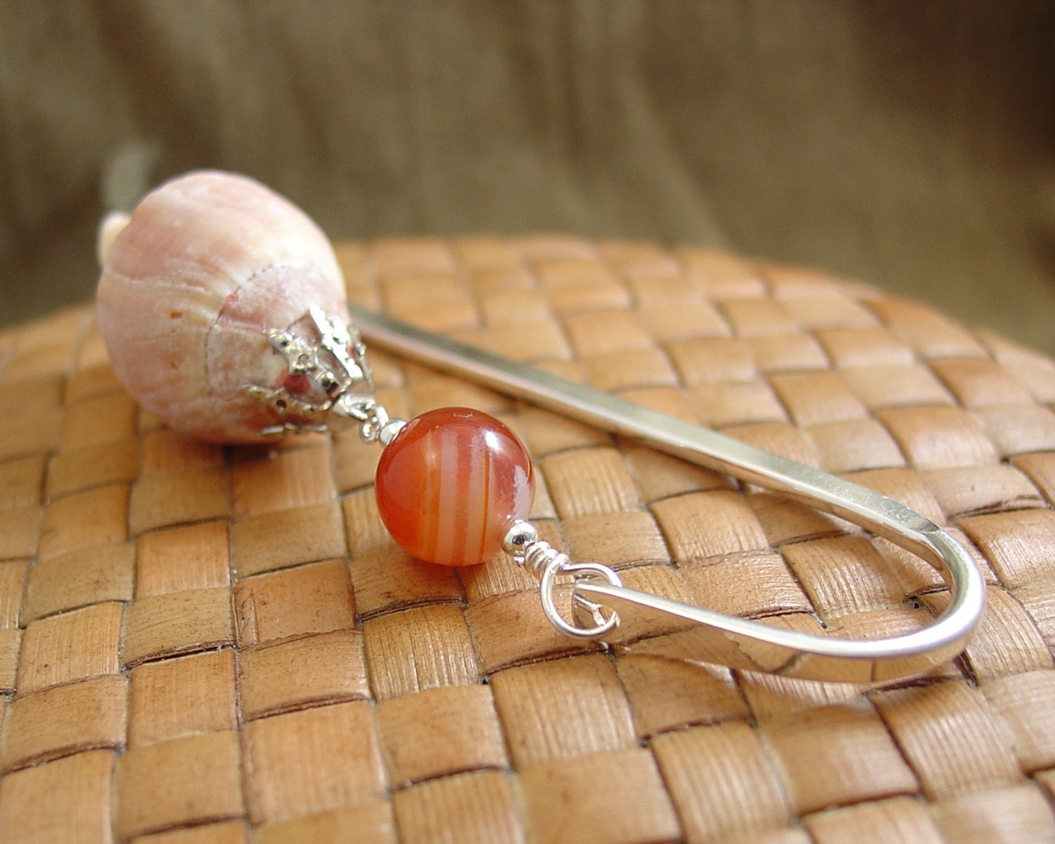 Burnt Orange Sea Shell Bookmark
