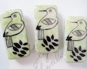 Magnets: Birds, Inked, Handmade, Set of 3
