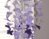 Purple White Butterfly Handmade Paper Small Mobile